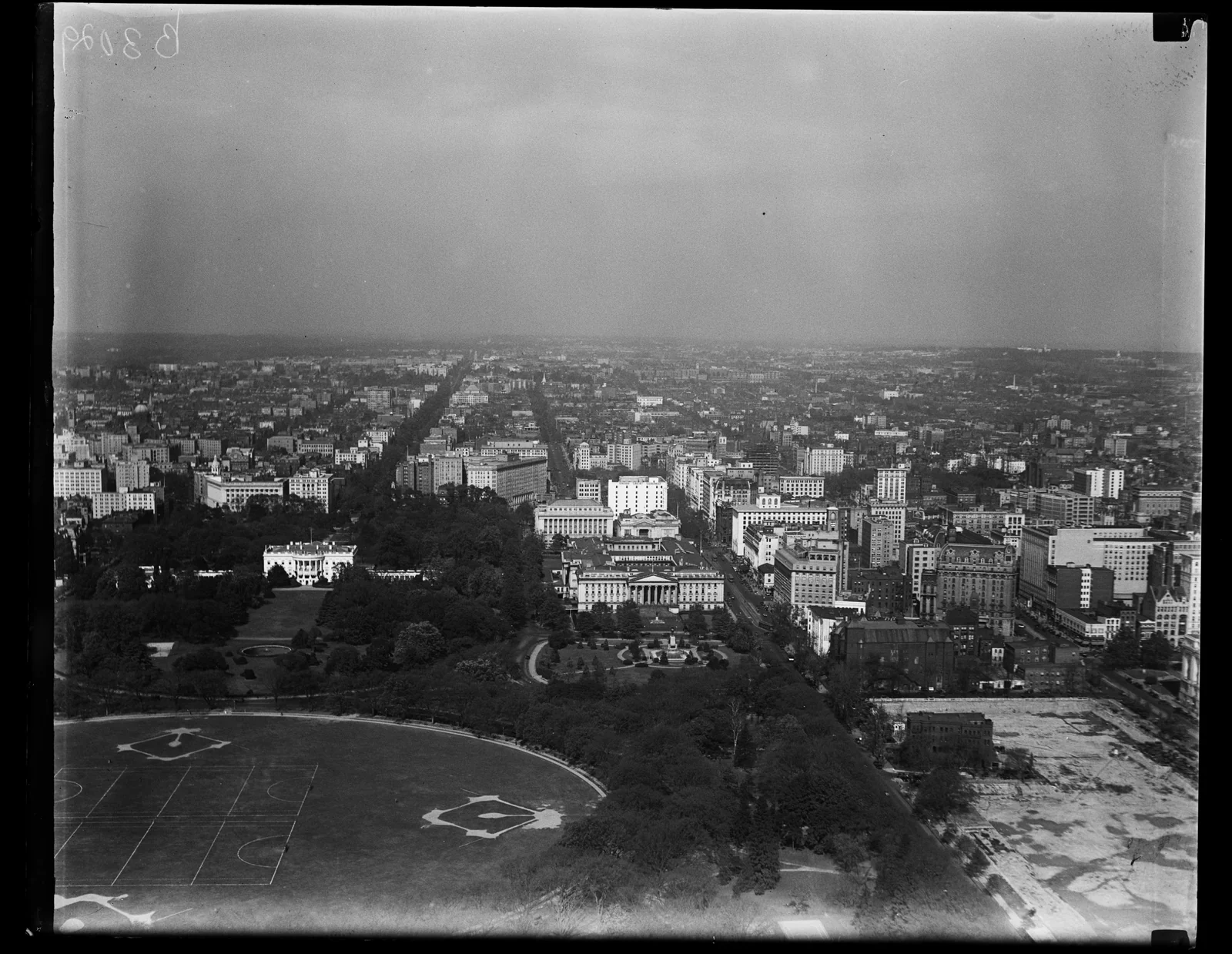 Luftaufnahme von Washington D.C., Blick nach Norden zum Weißen Haus, ca. 1928